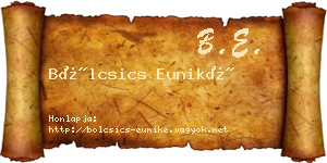 Bölcsics Euniké névjegykártya
